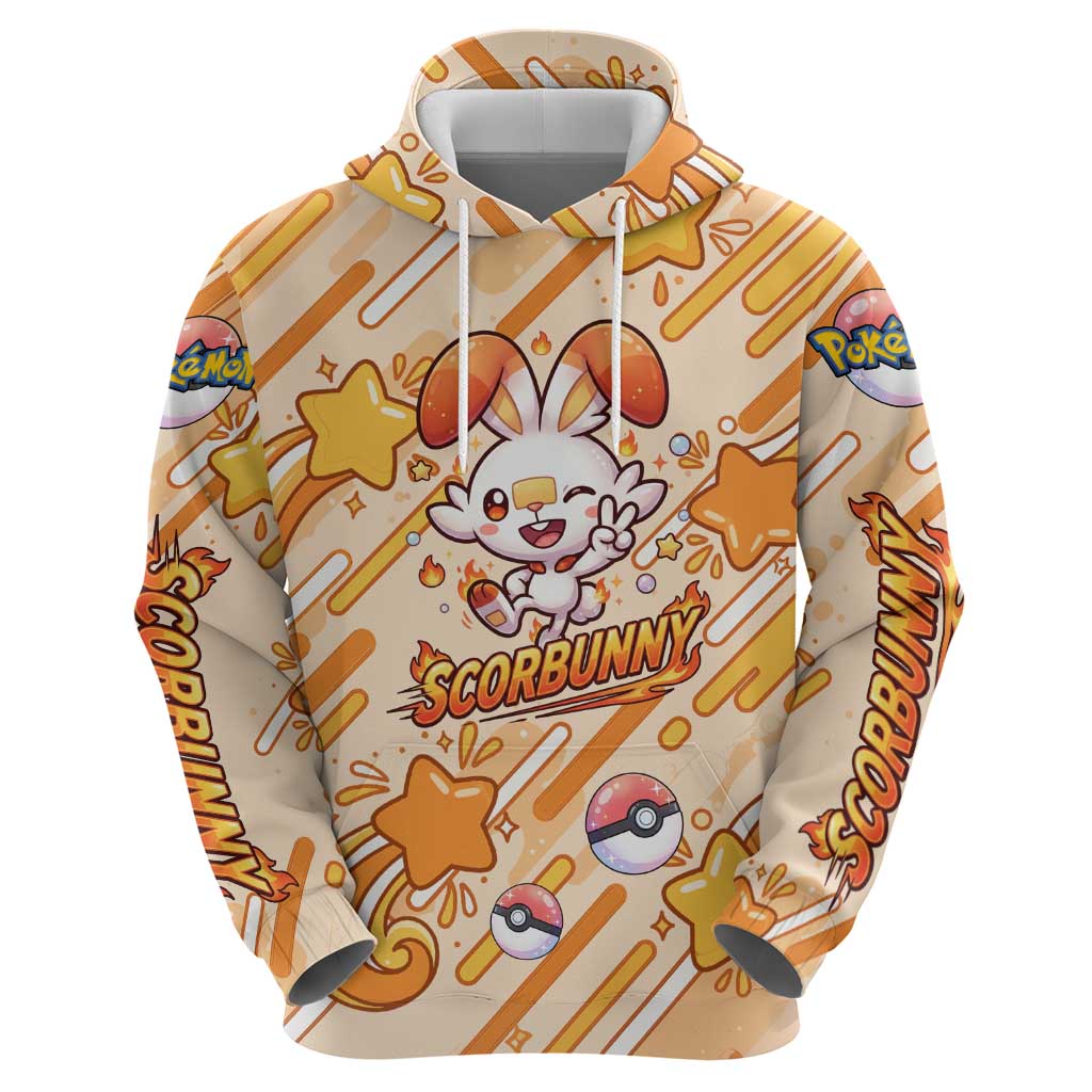 Scorbunny Hoodie Energetic Fire Starburst Art