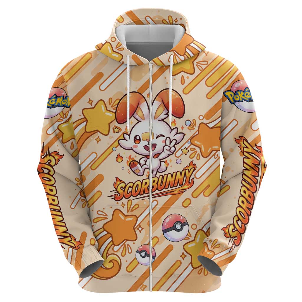 Scorbunny Hoodie Energetic Fire Starburst Art