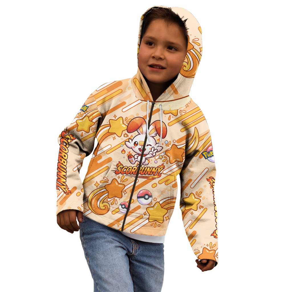 Scorbunny Kid Hoodie Energetic Fire Starburst Art