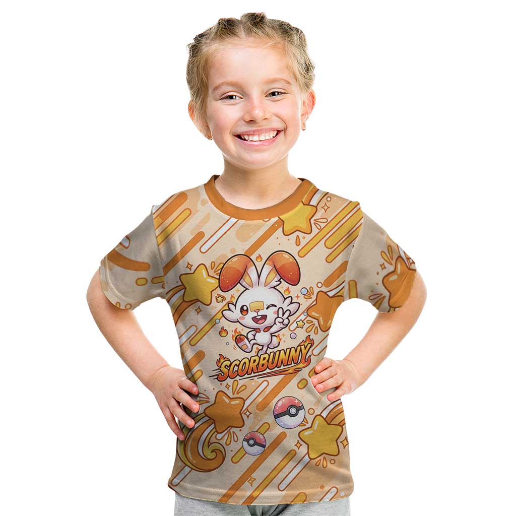 Scorbunny Kid T Shirt Energetic Fire Starburst Art