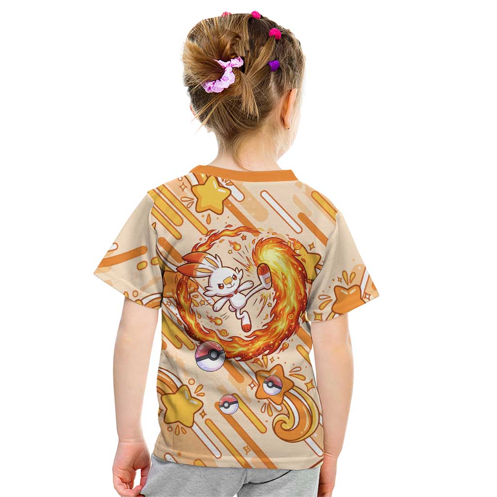 Scorbunny Kid T Shirt Energetic Fire Starburst Art