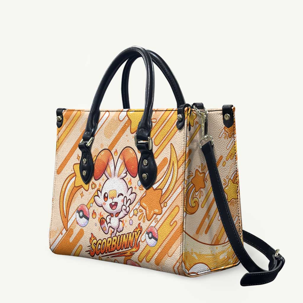 Scorbunny Leather Bag Energetic Fire Starburst Art