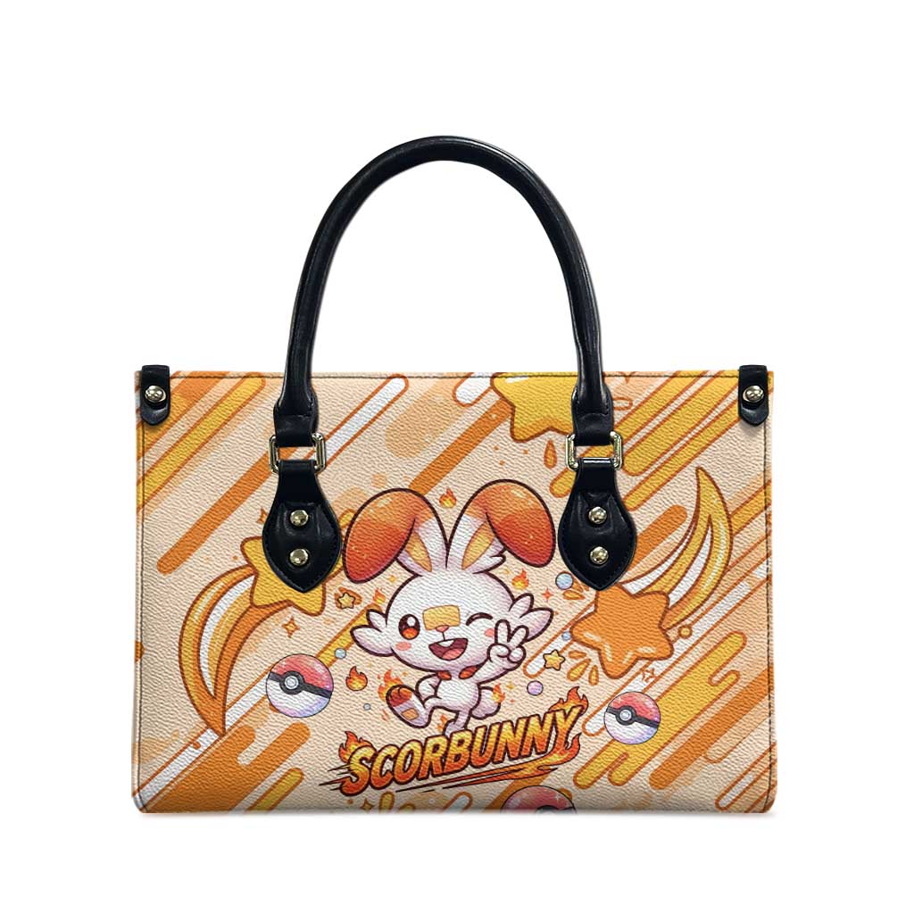 Scorbunny Leather Bag Energetic Fire Starburst Art