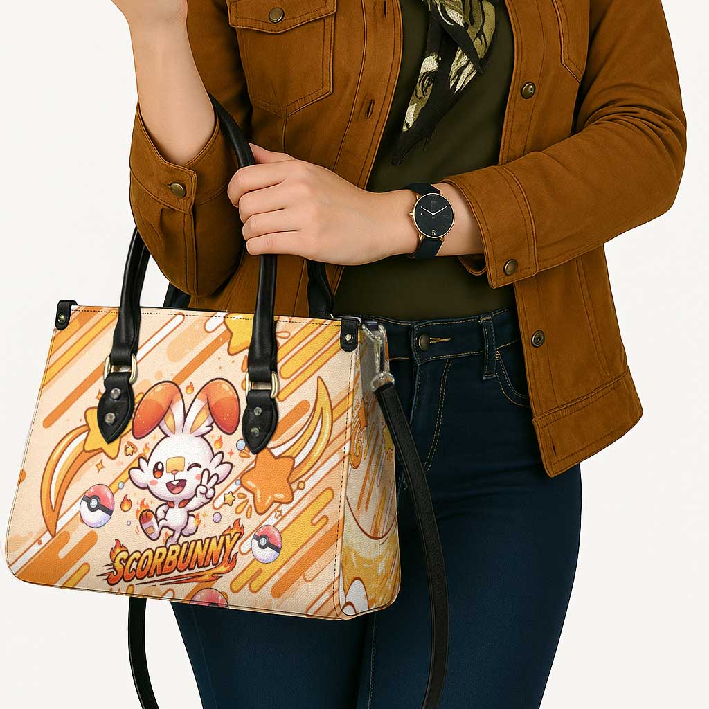 Scorbunny Leather Bag Energetic Fire Starburst Art