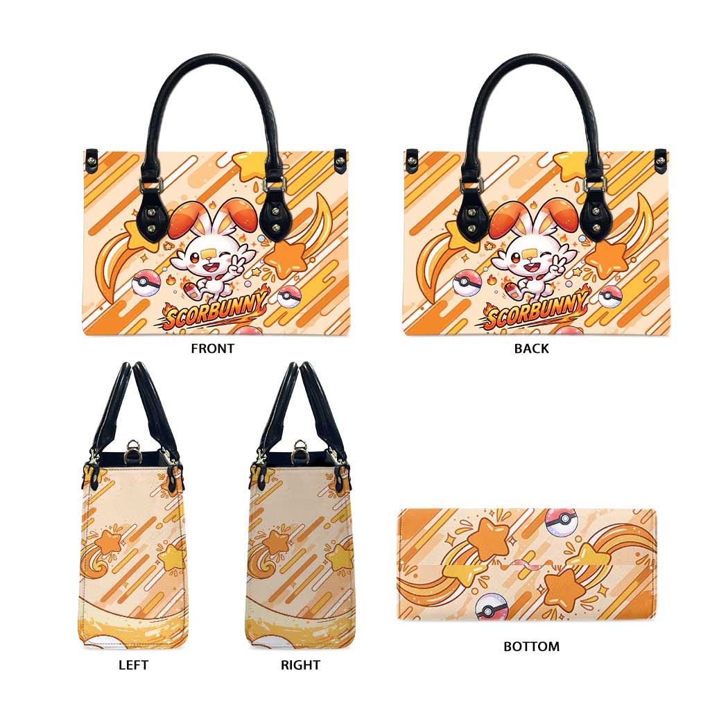 Scorbunny Leather Bag Energetic Fire Starburst Art