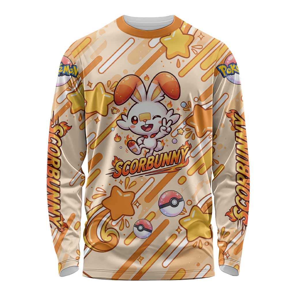 Scorbunny Long Sleeve Shirt Energetic Fire Starburst Art