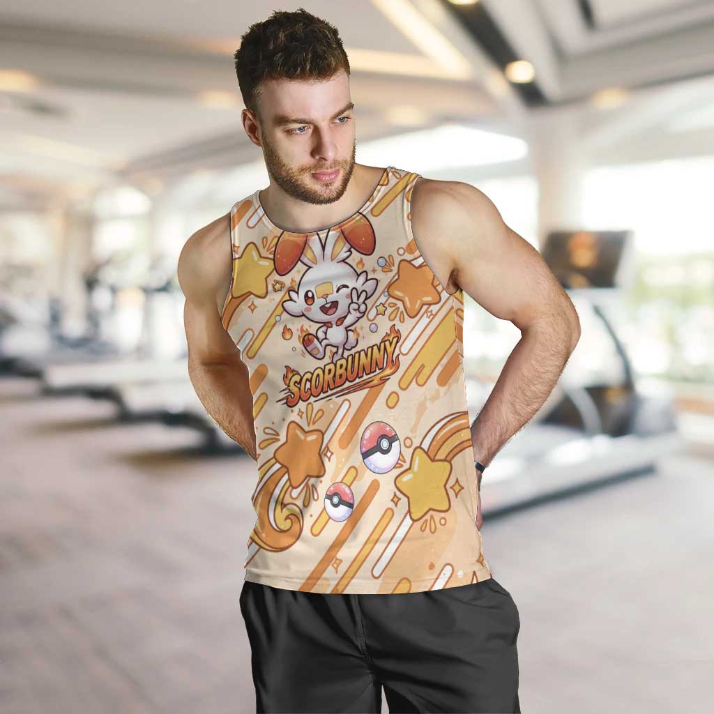 Scorbunny Men Tank Top Energetic Fire Starburst Art