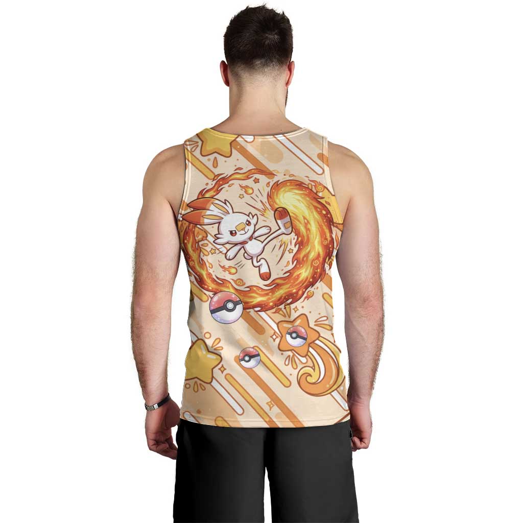 Scorbunny Men Tank Top Energetic Fire Starburst Art