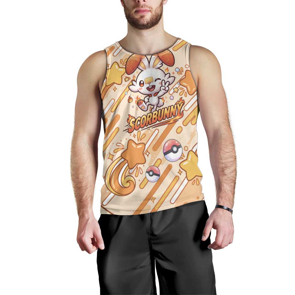 Scorbunny Men Tank Top Energetic Fire Starburst Art