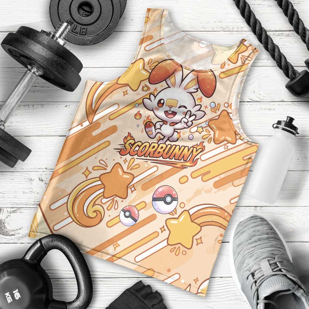 Scorbunny Men Tank Top Energetic Fire Starburst Art