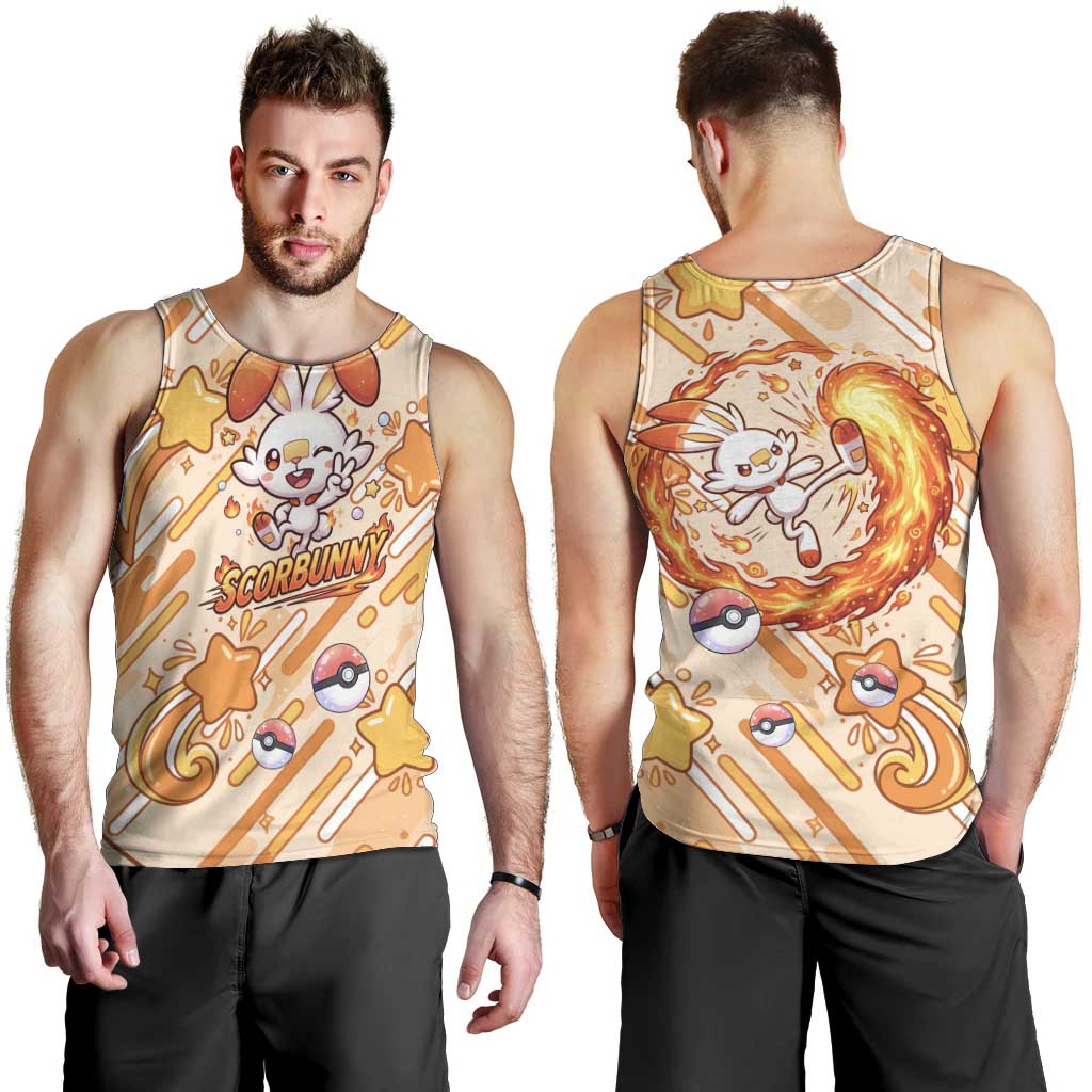 Scorbunny Men Tank Top Energetic Fire Starburst Art