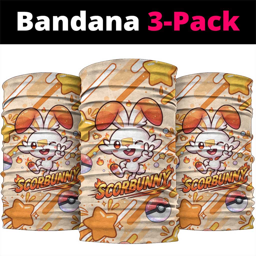 Scorbunny Neck Gaiter Energetic Fire Starburst Art