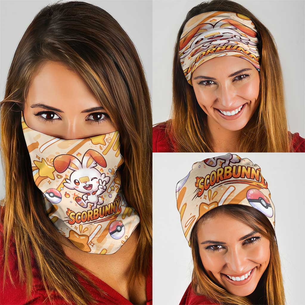 Scorbunny Neck Gaiter Energetic Fire Starburst Art