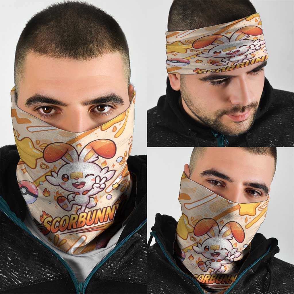 Scorbunny Neck Gaiter Energetic Fire Starburst Art