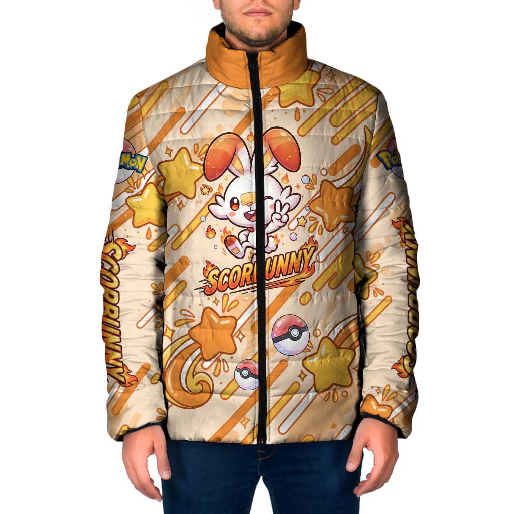 Scorbunny Padded Jacket Energetic Fire Starburst Art