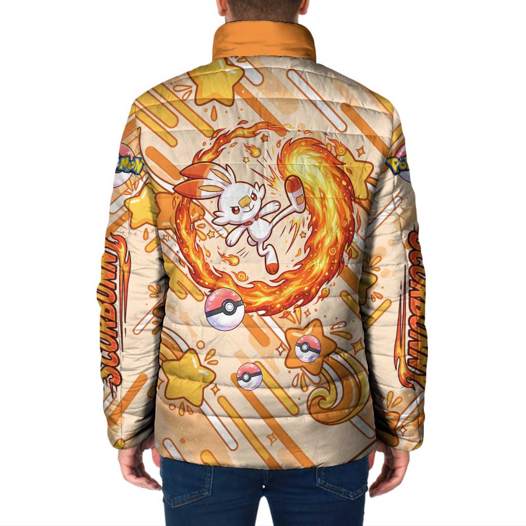 Scorbunny Padded Jacket Energetic Fire Starburst Art