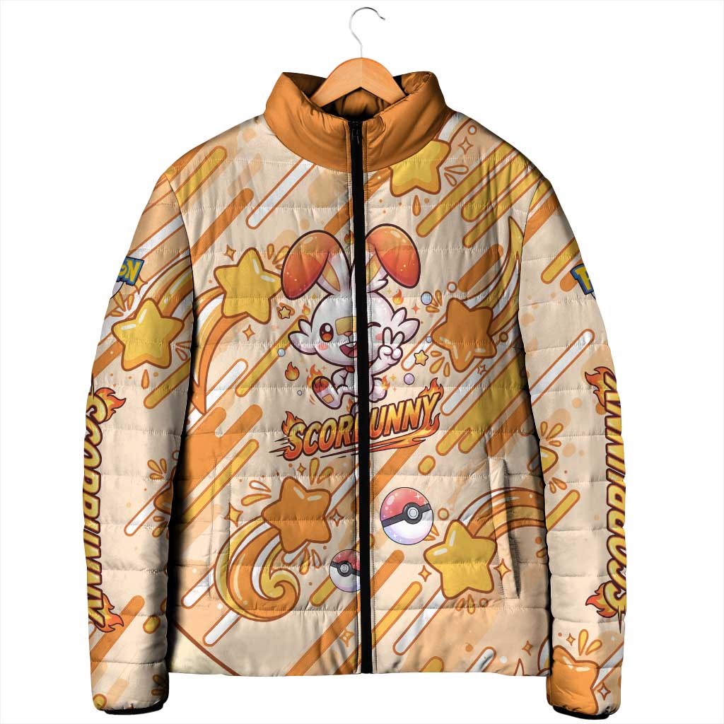 Scorbunny Padded Jacket Energetic Fire Starburst Art