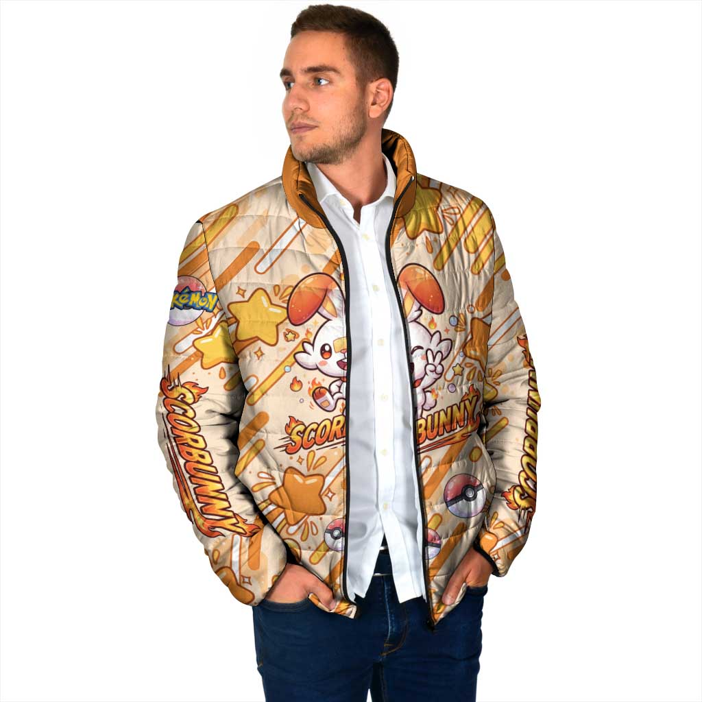 Scorbunny Padded Jacket Energetic Fire Starburst Art