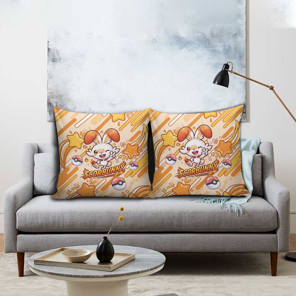 Scorbunny Pillow Cover Energetic Fire Starburst Art