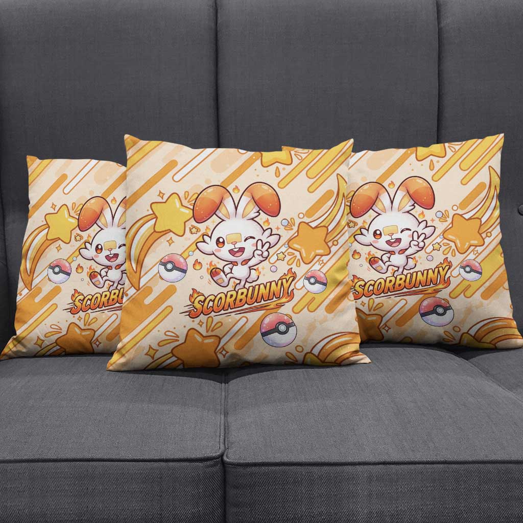 Scorbunny Pillow Cover Energetic Fire Starburst Art