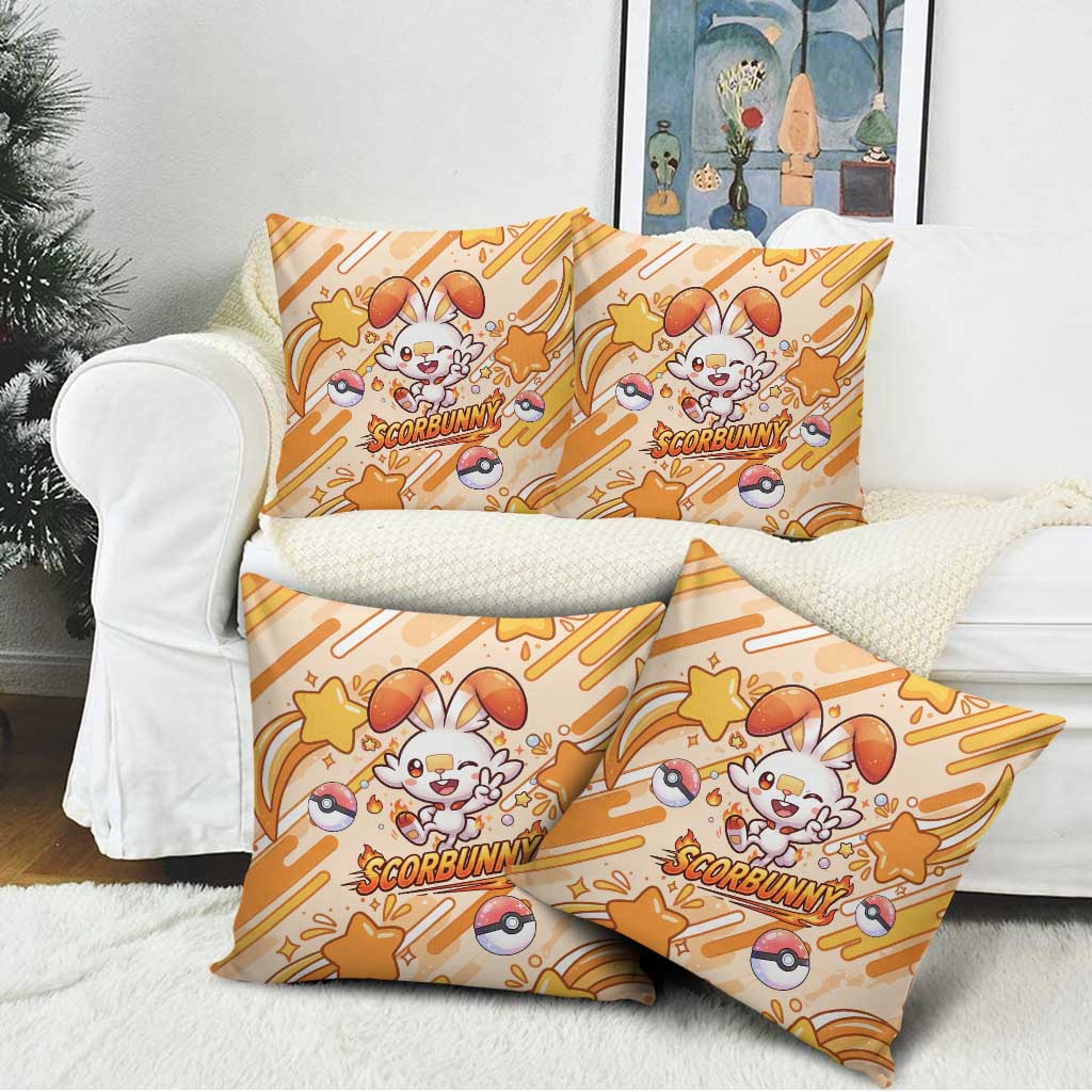 Scorbunny Pillow Cover Energetic Fire Starburst Art