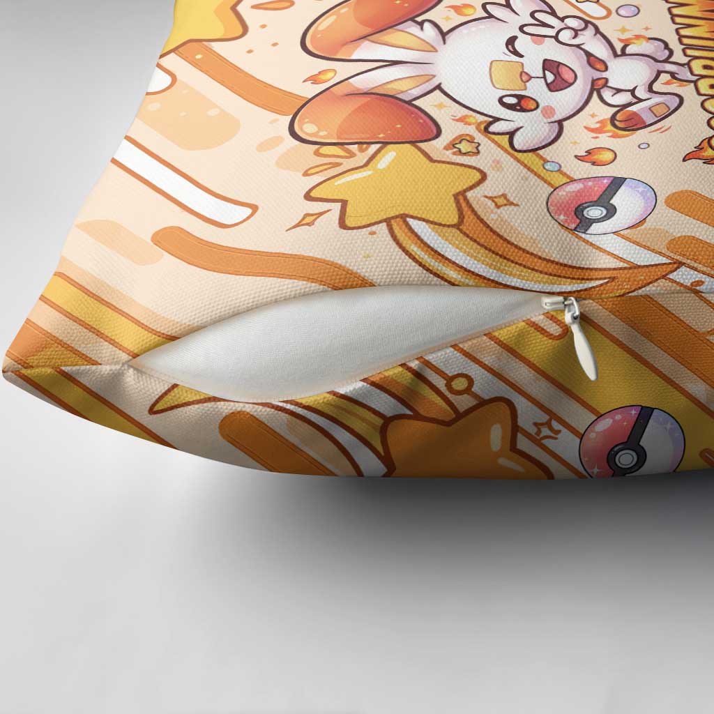 Scorbunny Pillow Cover Energetic Fire Starburst Art
