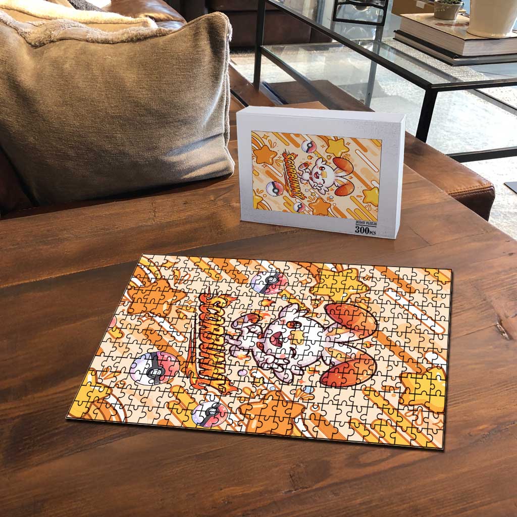 Scorbunny Puzzle Energetic Fire Starburst Art