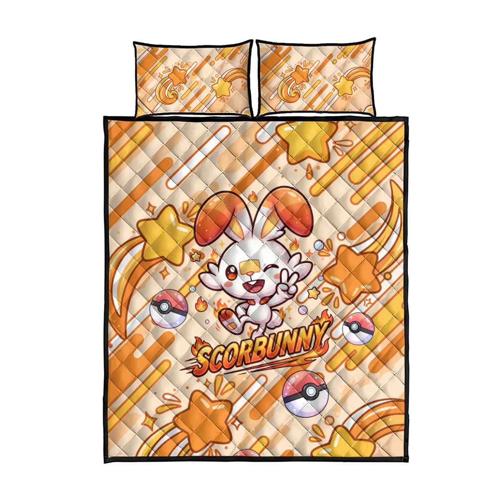 Scorbunny Quilt Bed Set Energetic Fire Starburst Art