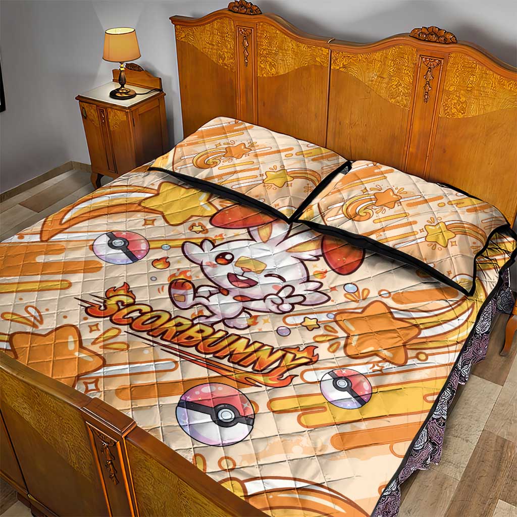 Scorbunny Quilt Bed Set Energetic Fire Starburst Art