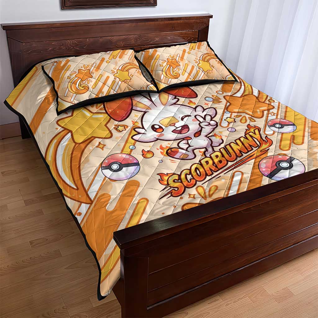 Scorbunny Quilt Bed Set Energetic Fire Starburst Art
