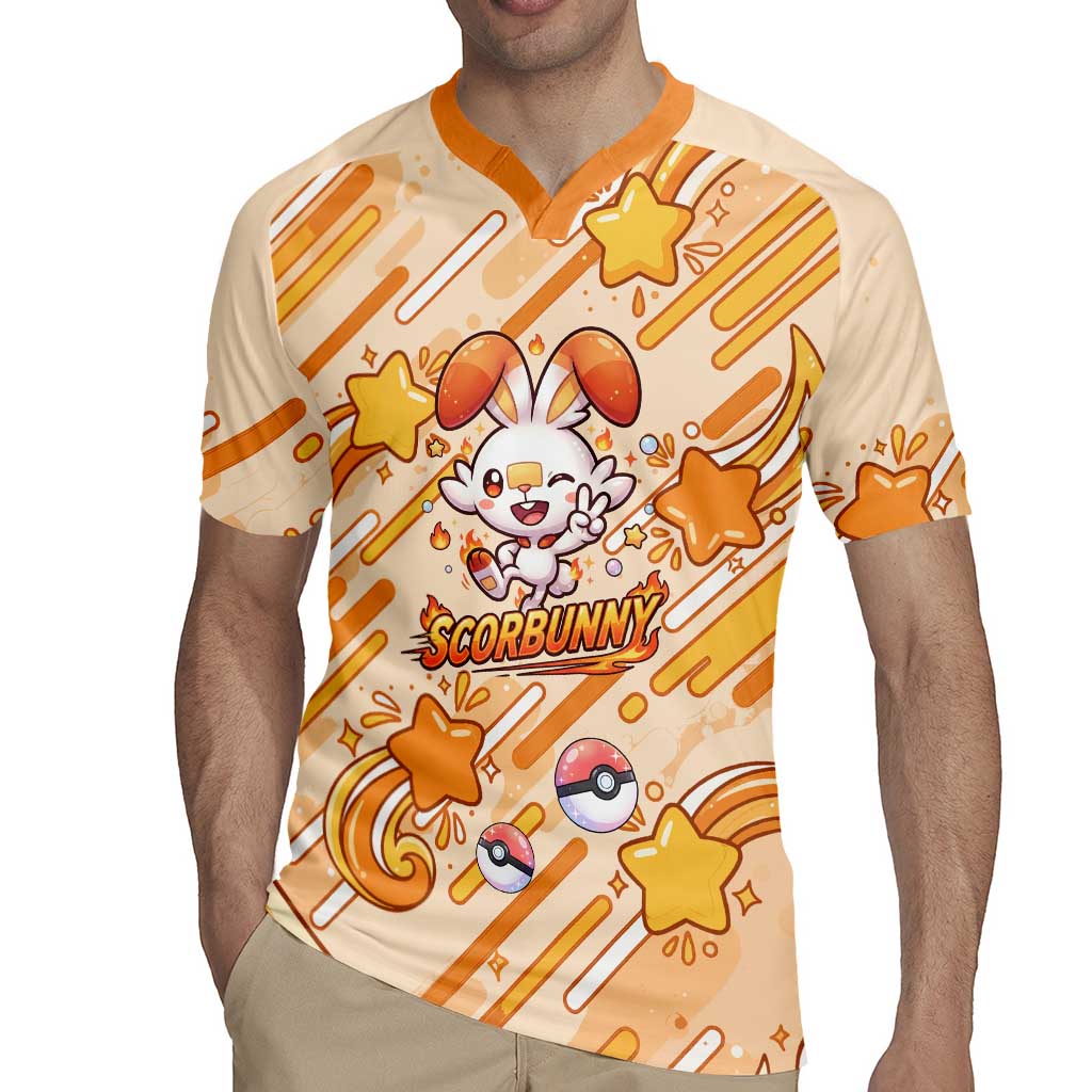 Scorbunny Rugby Jersey Energetic Fire Starburst Art