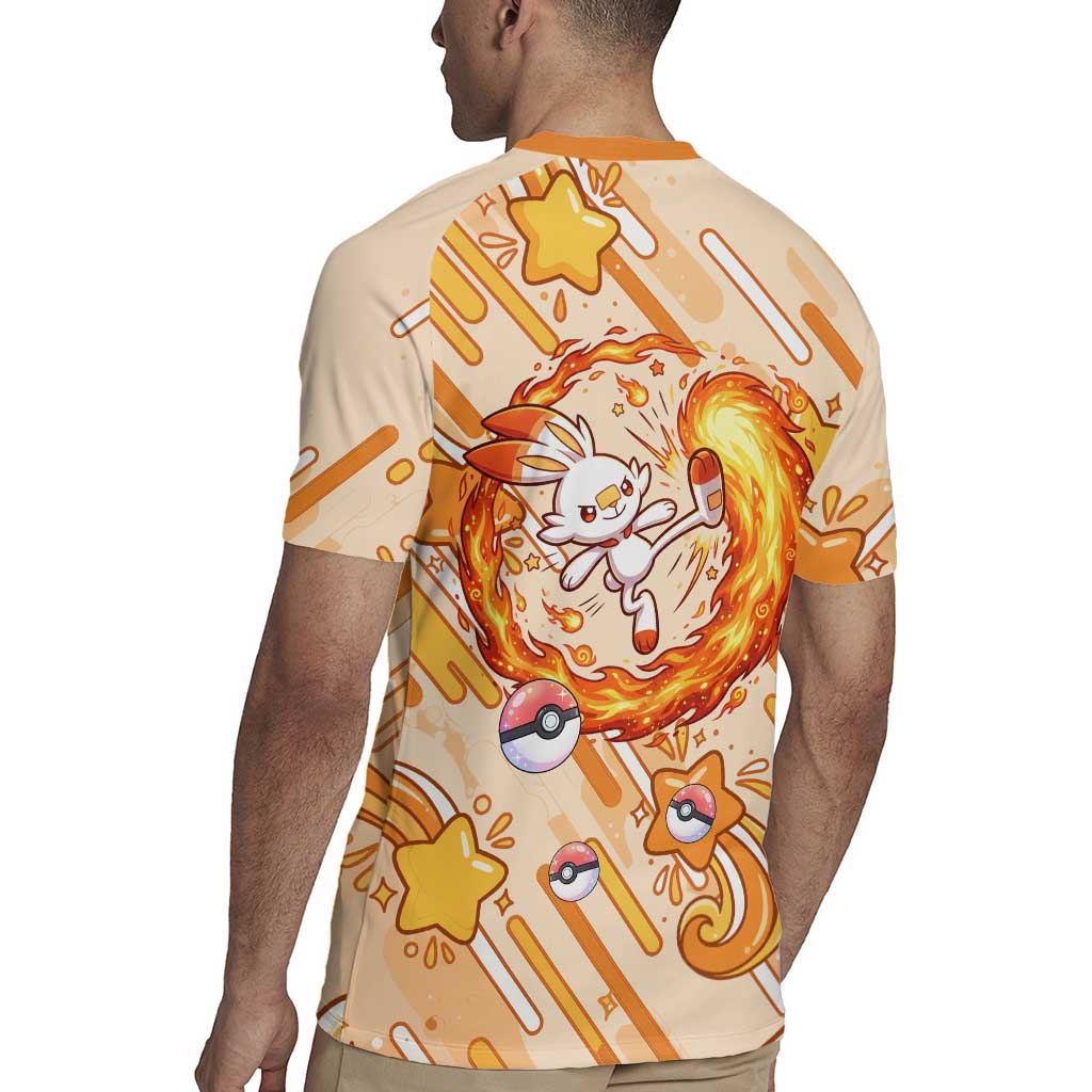 Scorbunny Rugby Jersey Energetic Fire Starburst Art
