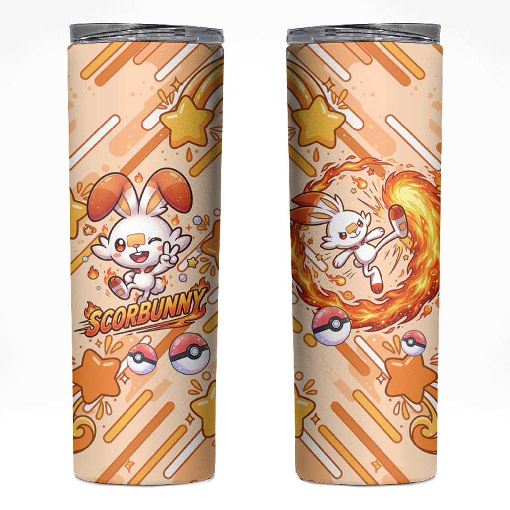 Scorbunny Skinny Tumbler Energetic Fire Starburst Art