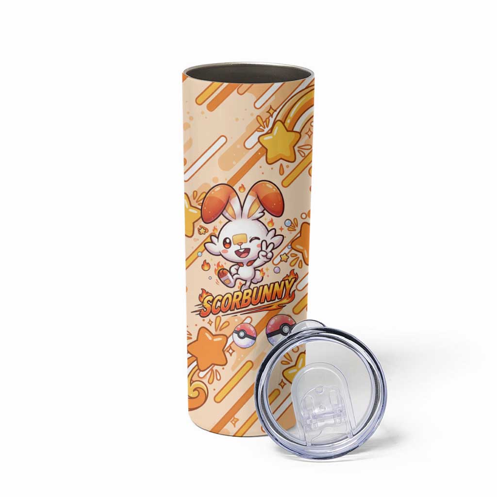 Scorbunny Skinny Tumbler Energetic Fire Starburst Art