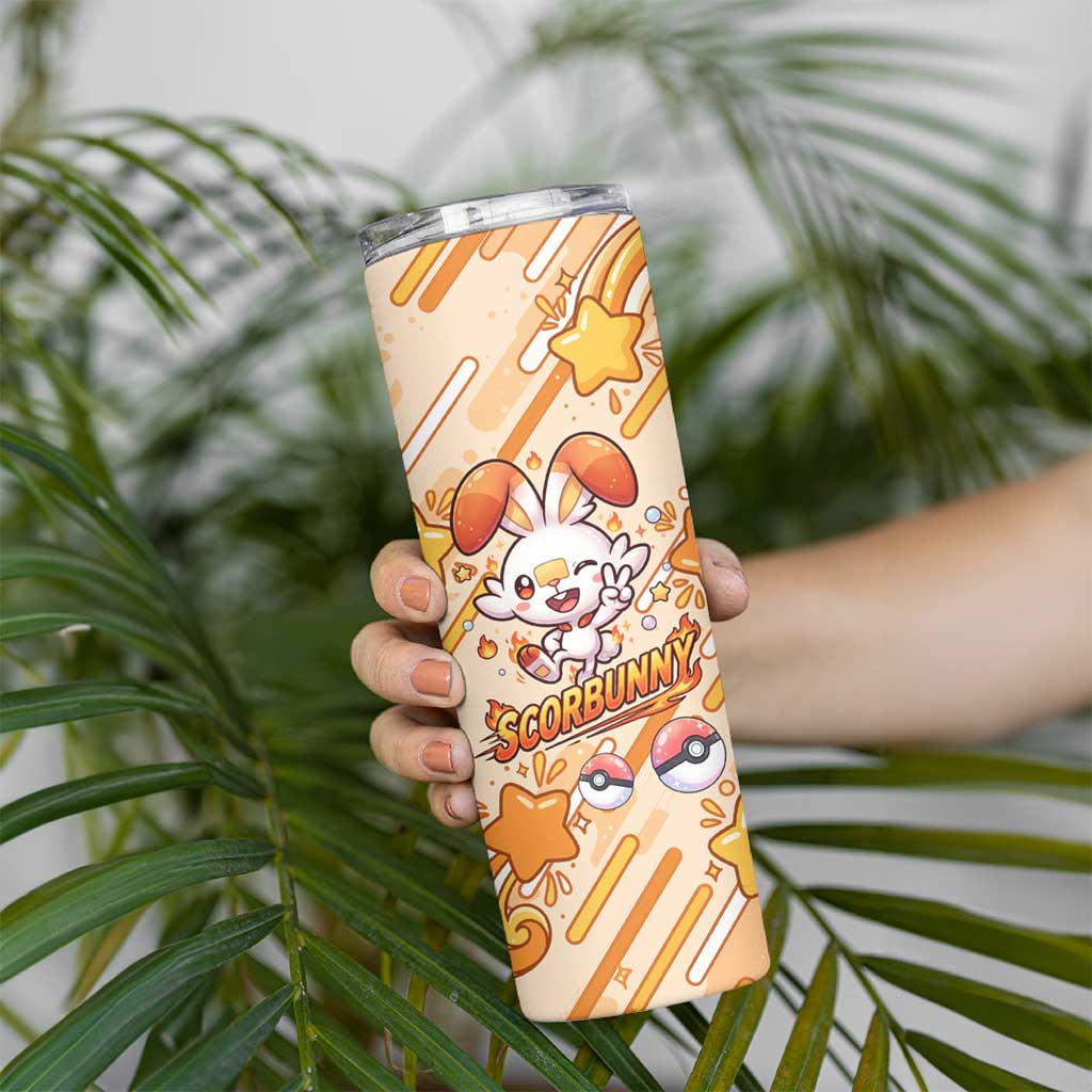 Scorbunny Skinny Tumbler Energetic Fire Starburst Art