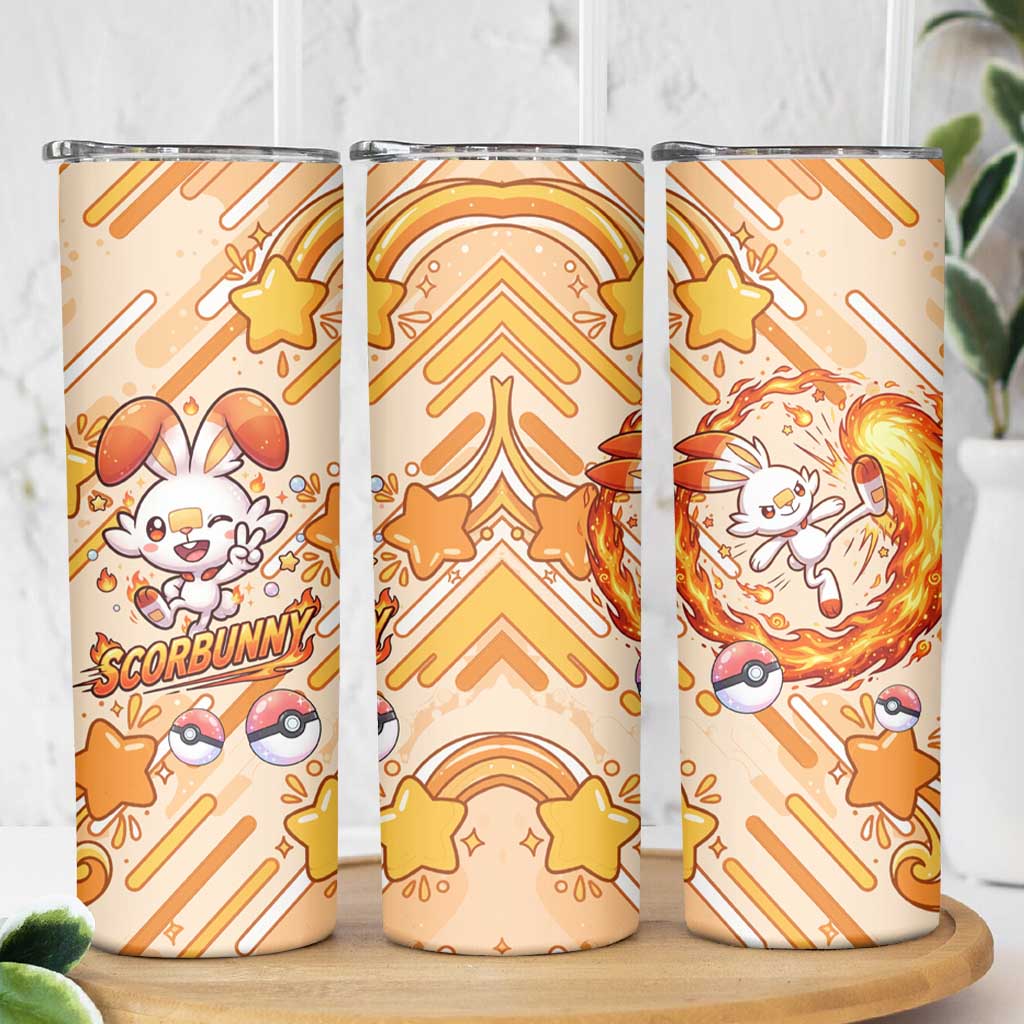 Scorbunny Skinny Tumbler Energetic Fire Starburst Art