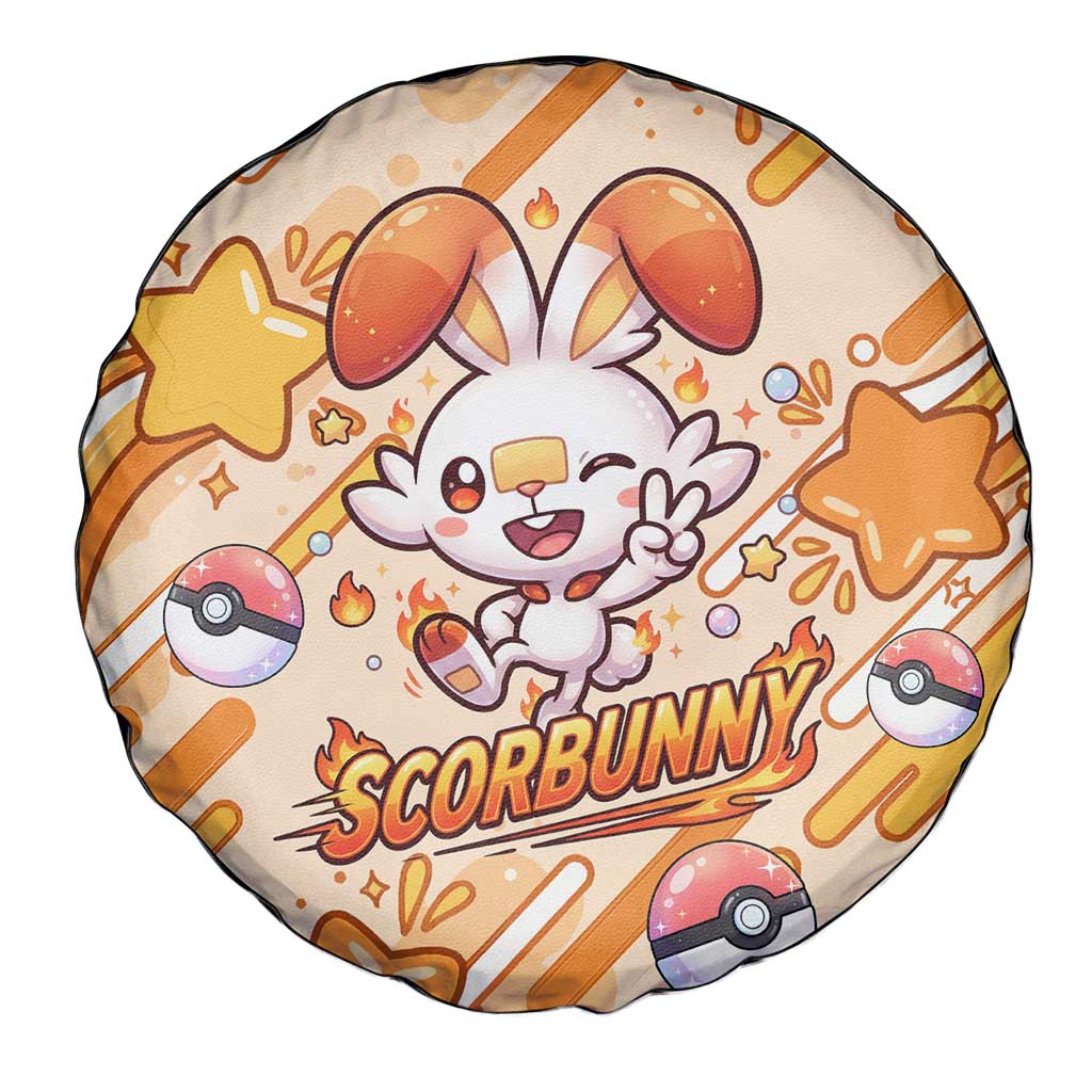 Scorbunny Spare Tire Cover Energetic Fire Starburst Art