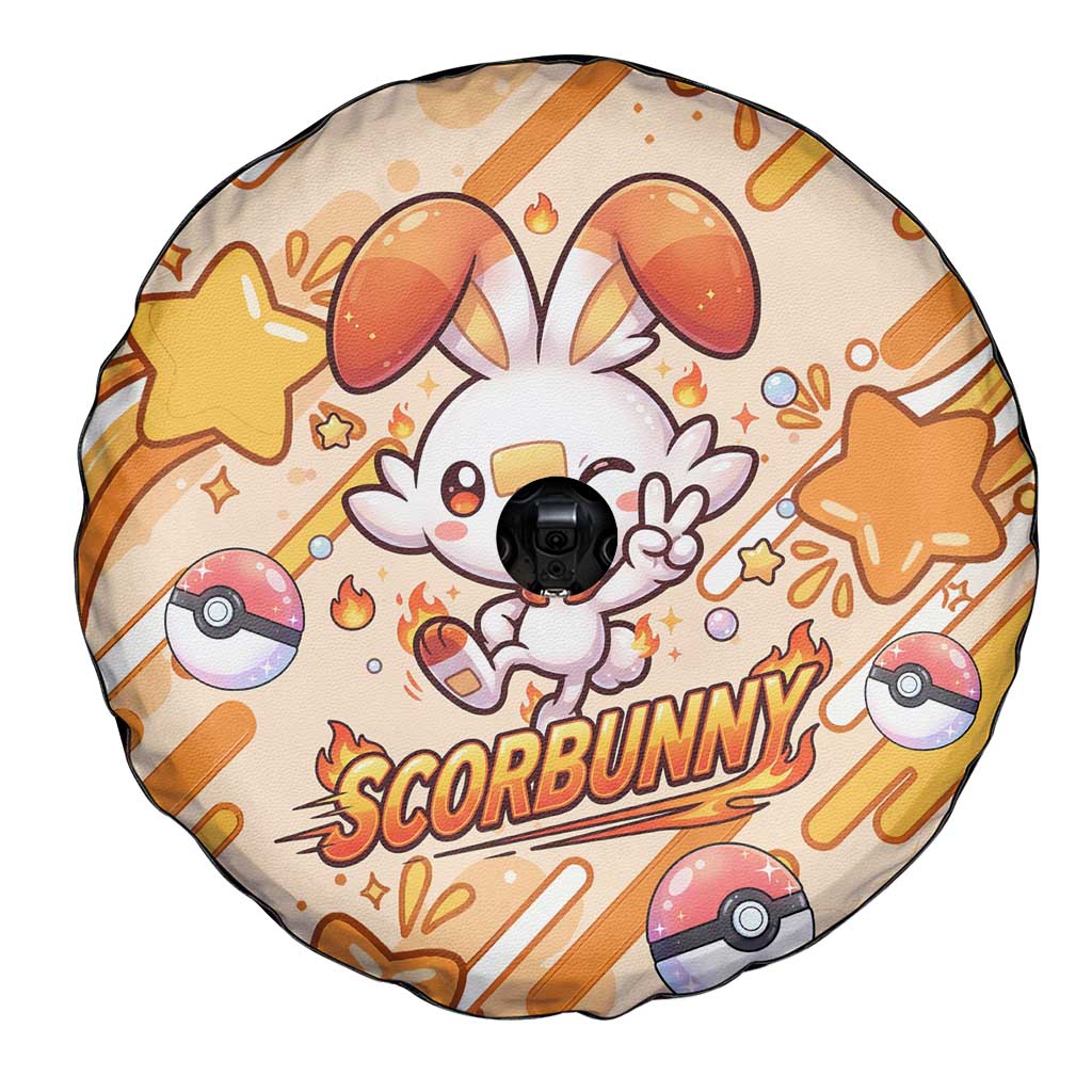 Scorbunny Spare Tire Cover Energetic Fire Starburst Art