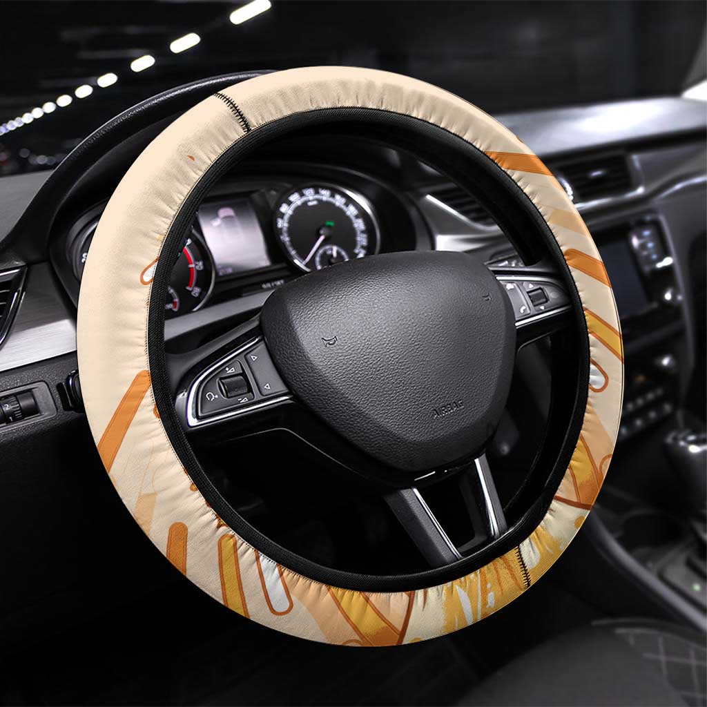 Scorbunny Steering Wheel Cover Energetic Fire Starburst Art