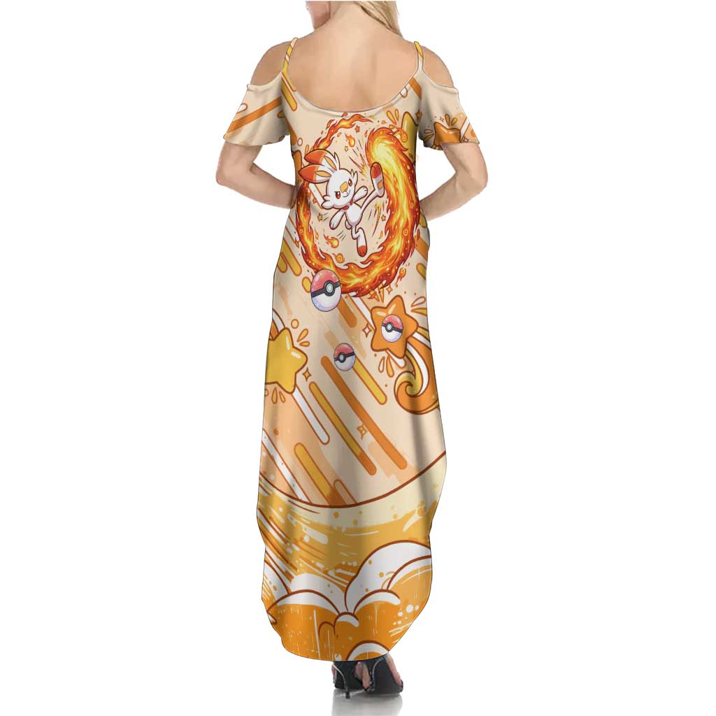 Scorbunny Summer Maxi Dress Energetic Fire Starburst Art