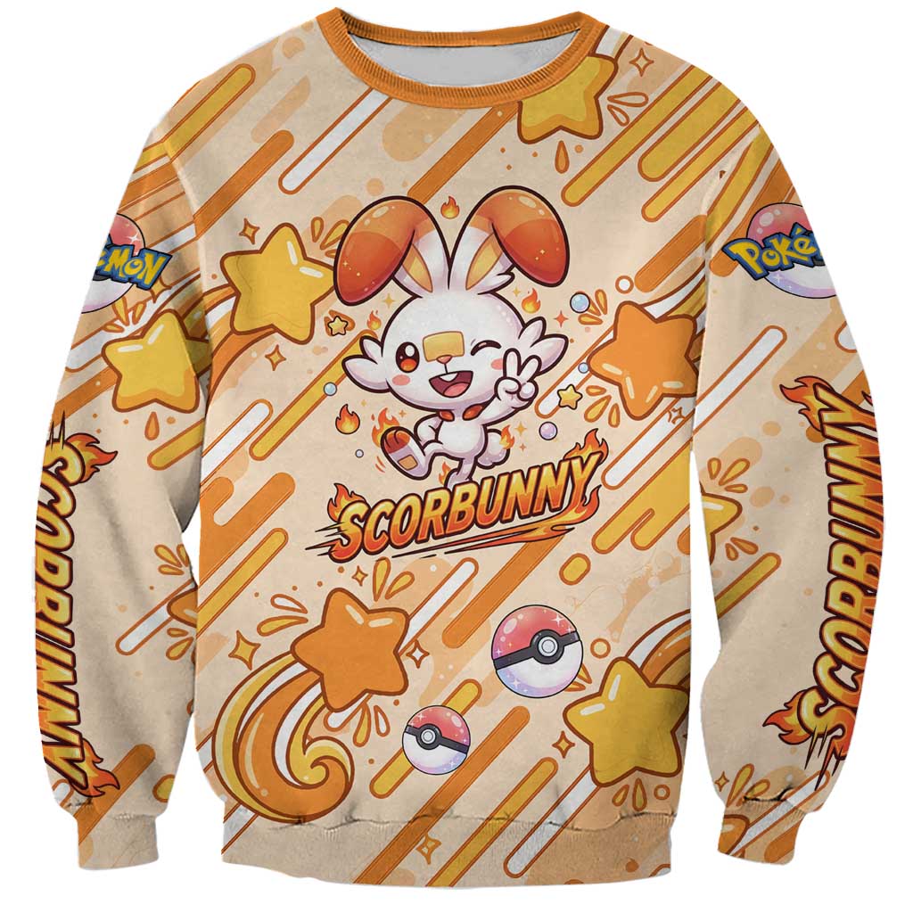 Scorbunny Sweatshirt Energetic Fire Starburst Art