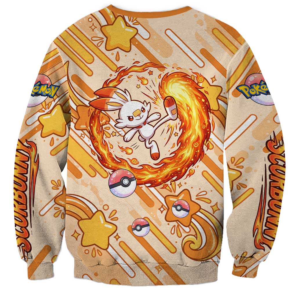 Scorbunny Sweatshirt Energetic Fire Starburst Art