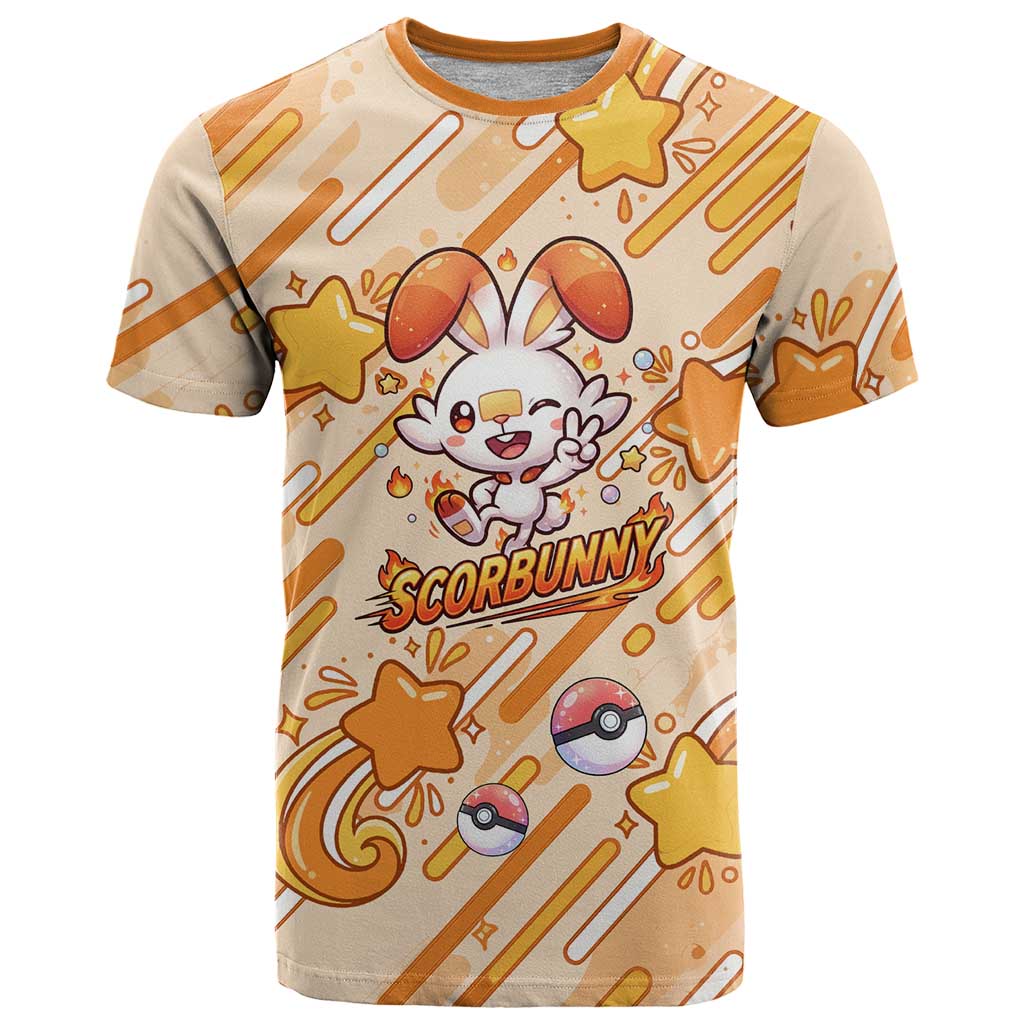 Scorbunny T Shirt Energetic Fire Starburst Art