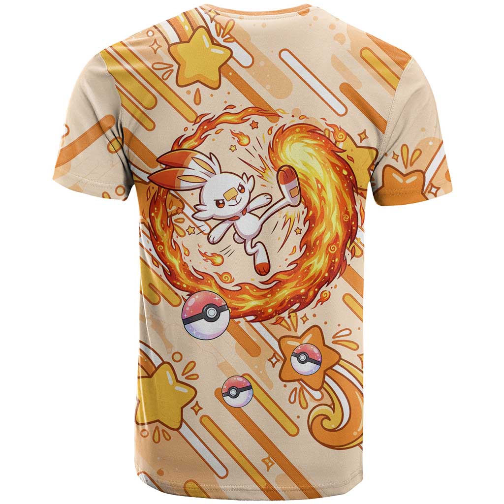 Scorbunny T Shirt Energetic Fire Starburst Art