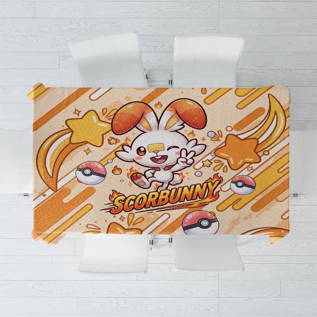 Scorbunny Tablecloth Energetic Fire Starburst Art