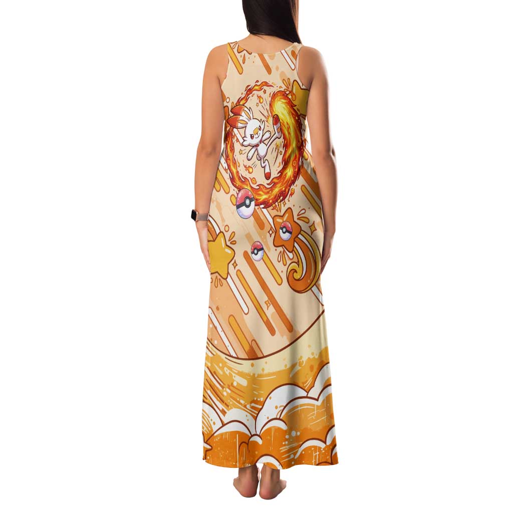 Scorbunny Tank Maxi Dress Energetic Fire Starburst Art