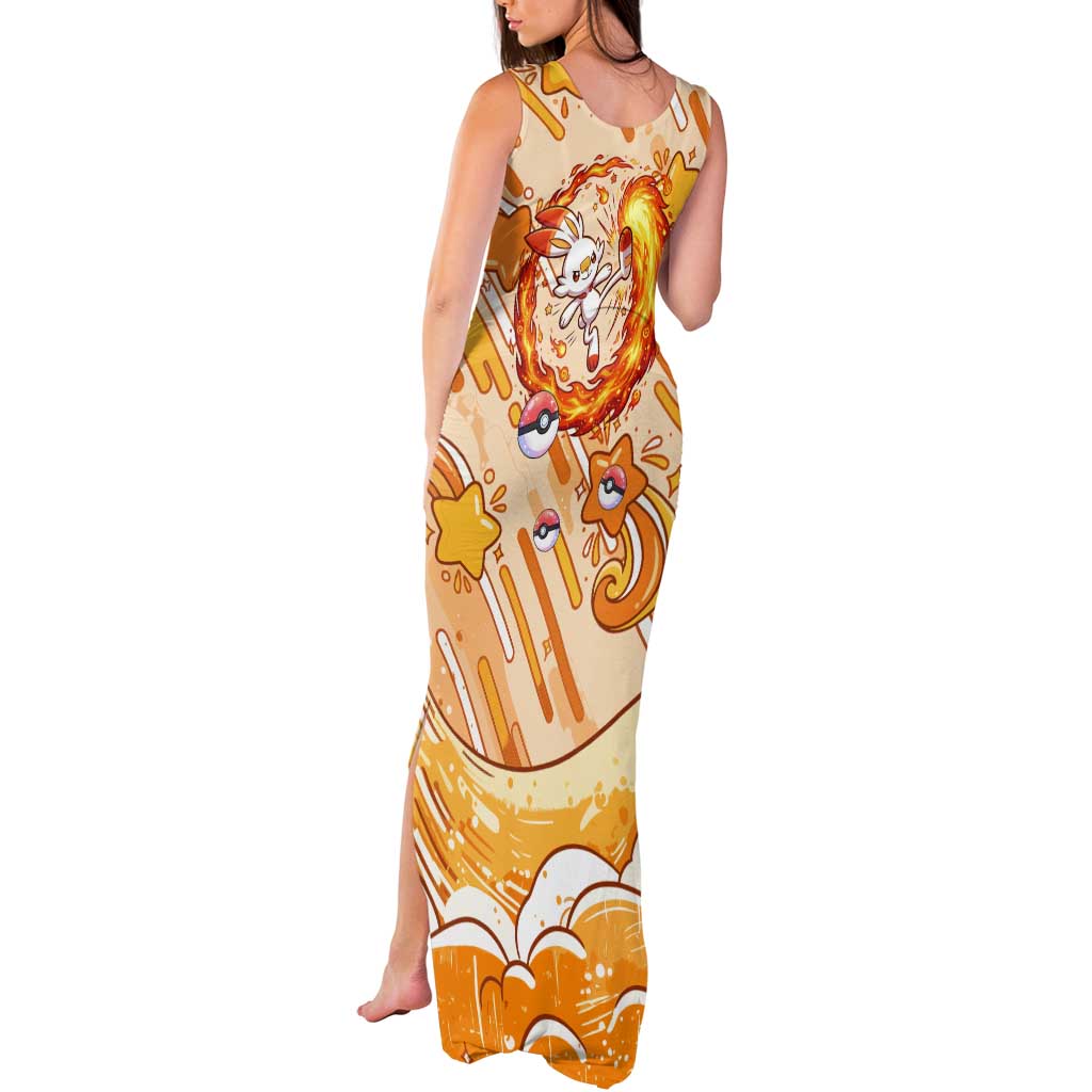 Scorbunny Tank Maxi Dress Energetic Fire Starburst Art