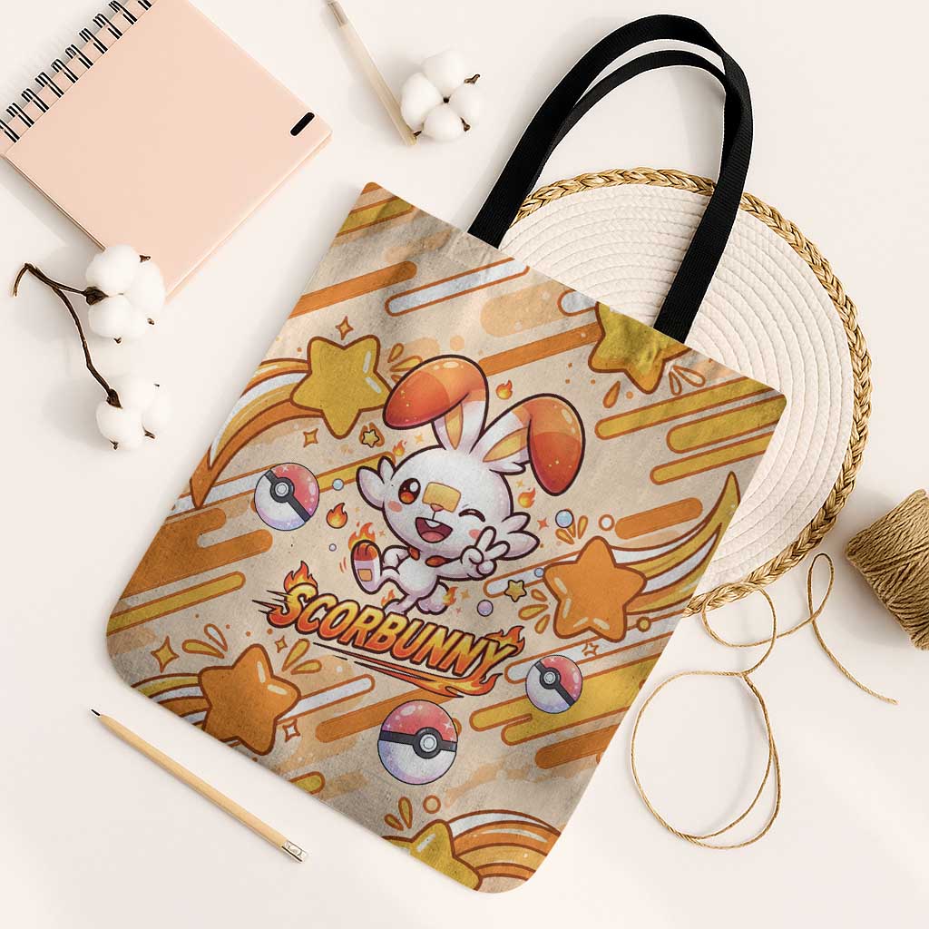Scorbunny Tote Bag Energetic Fire Starburst Art