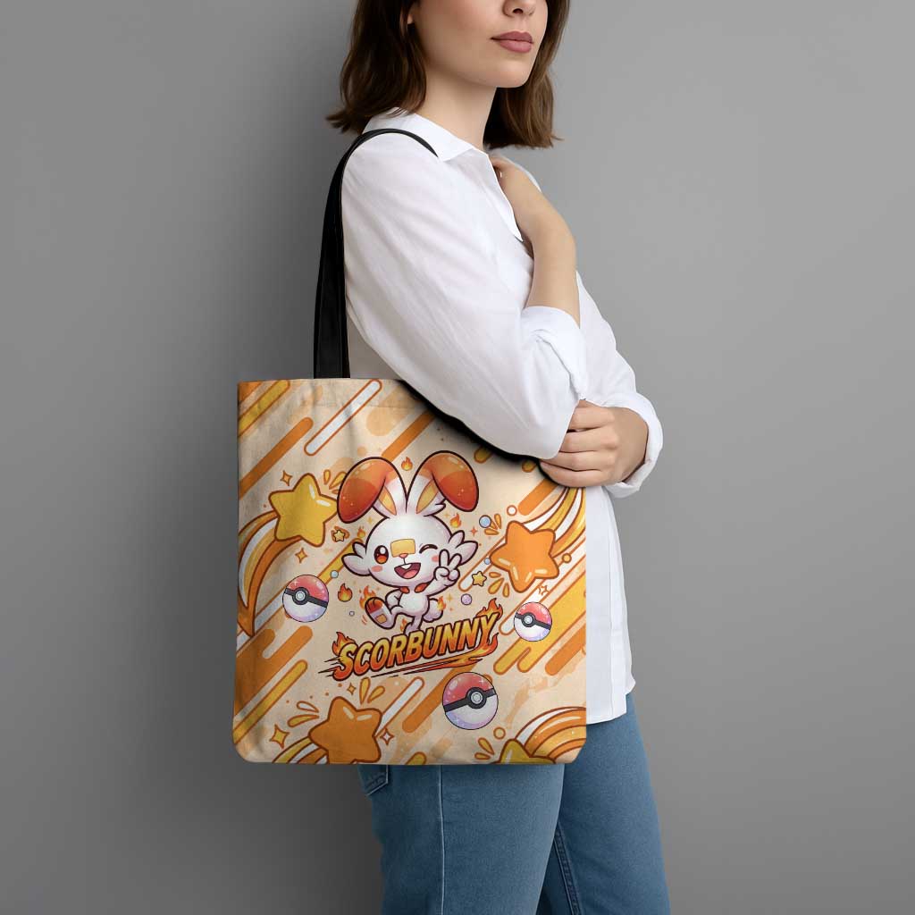 Scorbunny Tote Bag Energetic Fire Starburst Art