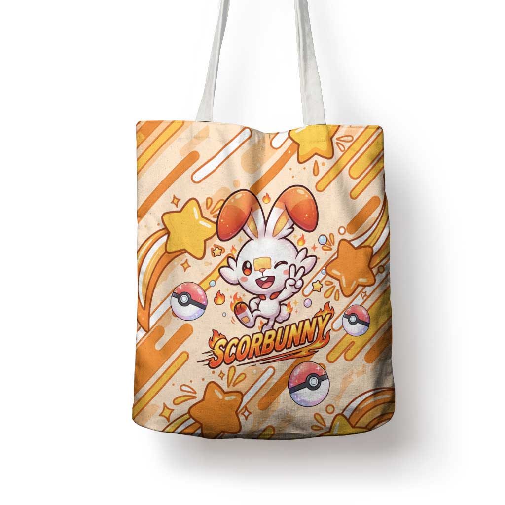 Scorbunny Tote Bag Energetic Fire Starburst Art